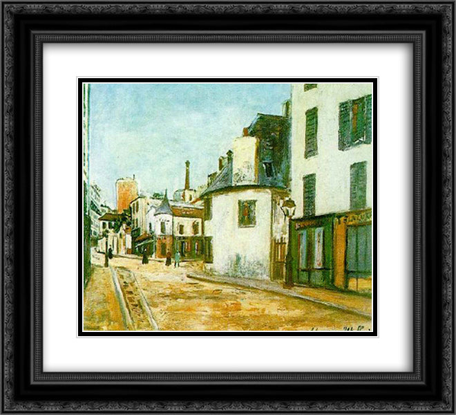 Street Mont - Cenis 22x20 Black Ornate Wood Framed Art Print Poster with Double Matting by Utrillo, Maurice