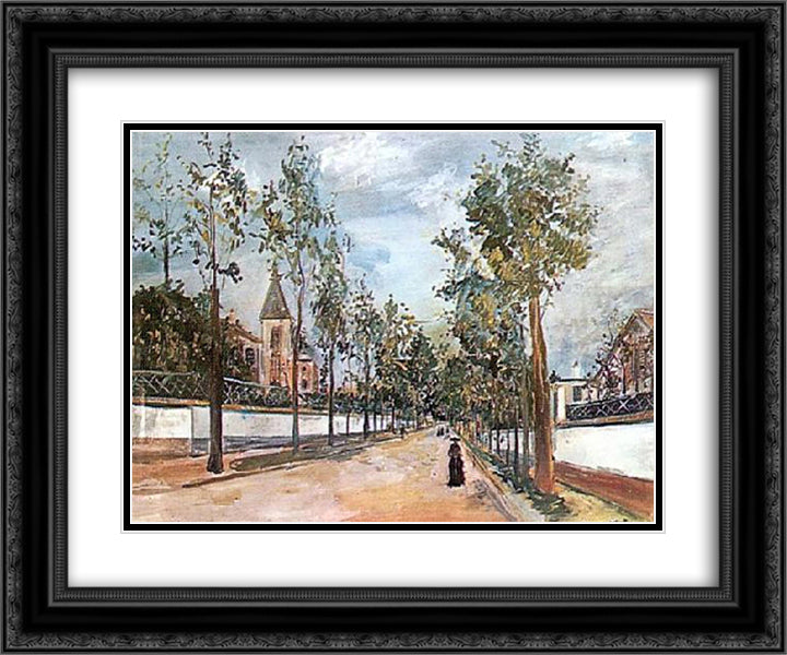 Suburban Road 24x20 Black Ornate Wood Framed Art Print Poster with Double Matting by Utrillo, Maurice