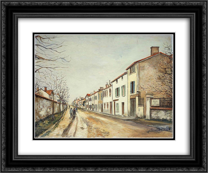 Suburban Street Scene 24x20 Black Ornate Wood Framed Art Print Poster with Double Matting by Utrillo, Maurice
