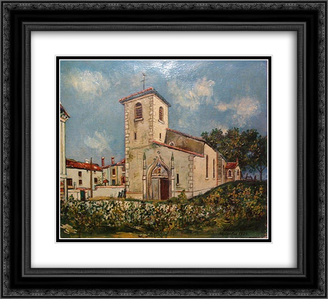 The Church of St. Bernard, Ain, in Summer 22x20 Black Ornate Wood Framed Art Print Poster with Double Matting by Utrillo, Maurice