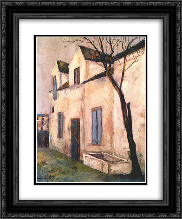 The Debray farm 20x24 Black Ornate Wood Framed Art Print Poster with Double Matting by Utrillo, Maurice