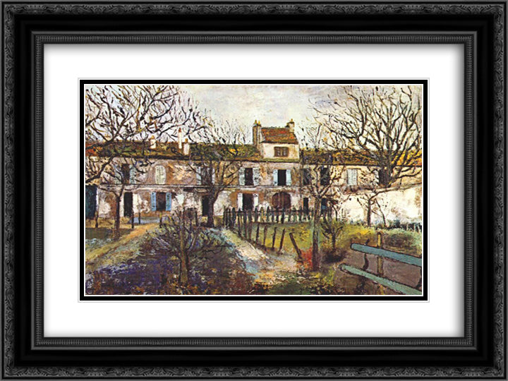 The Garden at Montmagny 24x18 Black Ornate Wood Framed Art Print Poster with Double Matting by Utrillo, Maurice