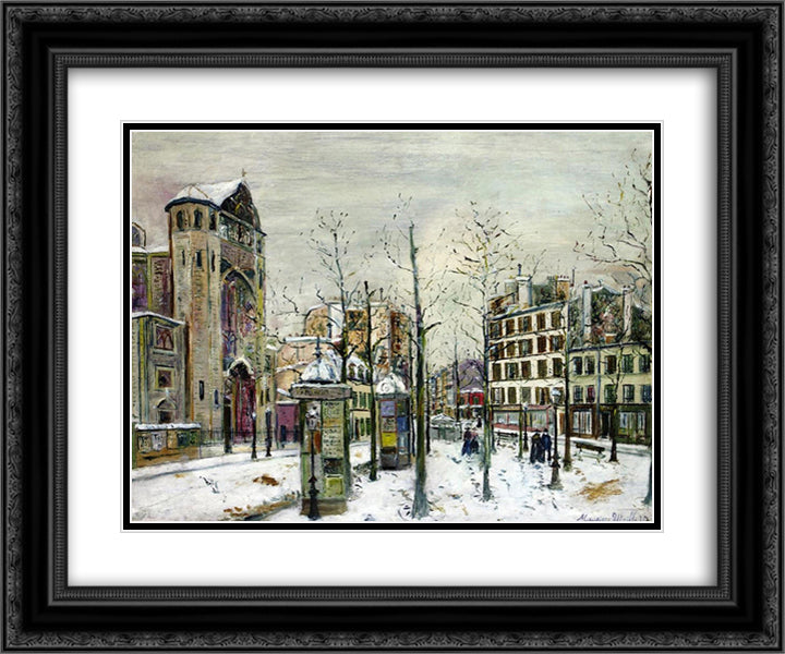 The squre Abbesses in the Snow 24x20 Black Ornate Wood Framed Art Print Poster with Double Matting by Utrillo, Maurice