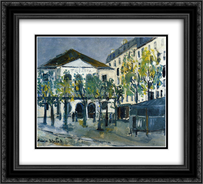 The Theatre l'Atelier 22x20 Black Ornate Wood Framed Art Print Poster with Double Matting by Utrillo, Maurice