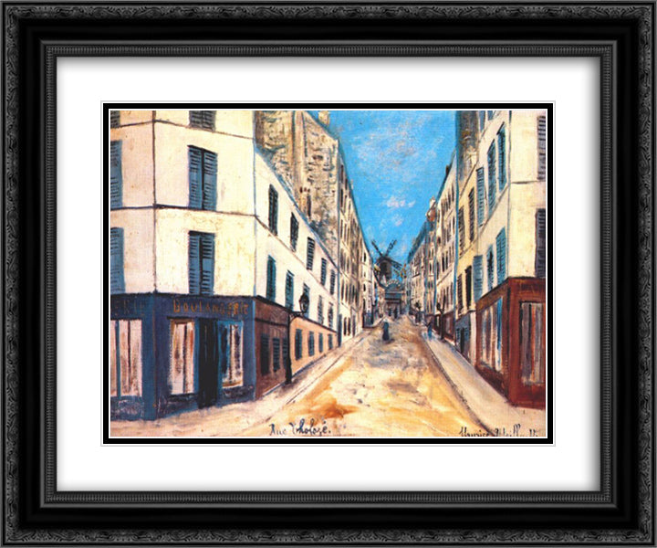 Tholoze street 24x20 Black Ornate Wood Framed Art Print Poster with Double Matting by Utrillo, Maurice