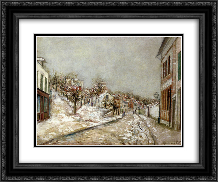 View of Pontoise 24x20 Black Ornate Wood Framed Art Print Poster with Double Matting by Utrillo, Maurice