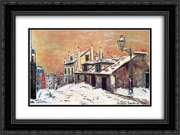 Winter Scene 24x18 Black Ornate Wood Framed Art Print Poster with Double Matting by Utrillo, Maurice