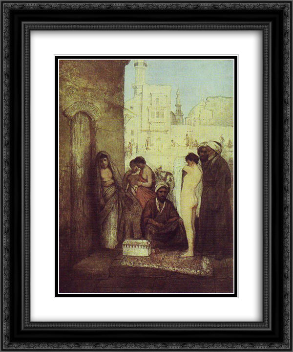 Cairo Slave Market 20x24 Black Ornate Wood Framed Art Print Poster with Double Matting by Gottlieb, Maurycy