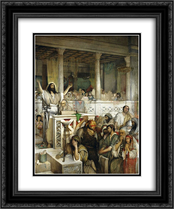 Christ Preaching at Capernaum 20x24 Black Ornate Wood Framed Art Print Poster with Double Matting by Gottlieb, Maurycy