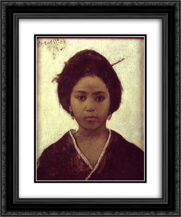Japanese Woman 20x24 Black Ornate Wood Framed Art Print Poster with Double Matting by Gottlieb, Maurycy
