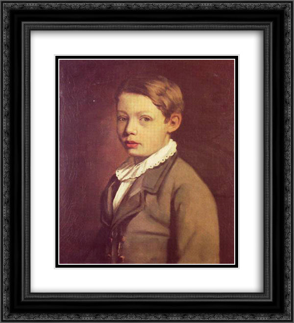 Portrait of a Boy from the Gottlieb Family 20x22 Black Ornate Wood Framed Art Print Poster with Double Matting by Gottlieb, Maurycy