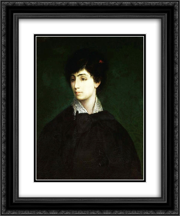 Portrait of a young Jewish woman 20x24 Black Ornate Wood Framed Art Print Poster with Double Matting by Gottlieb, Maurycy
