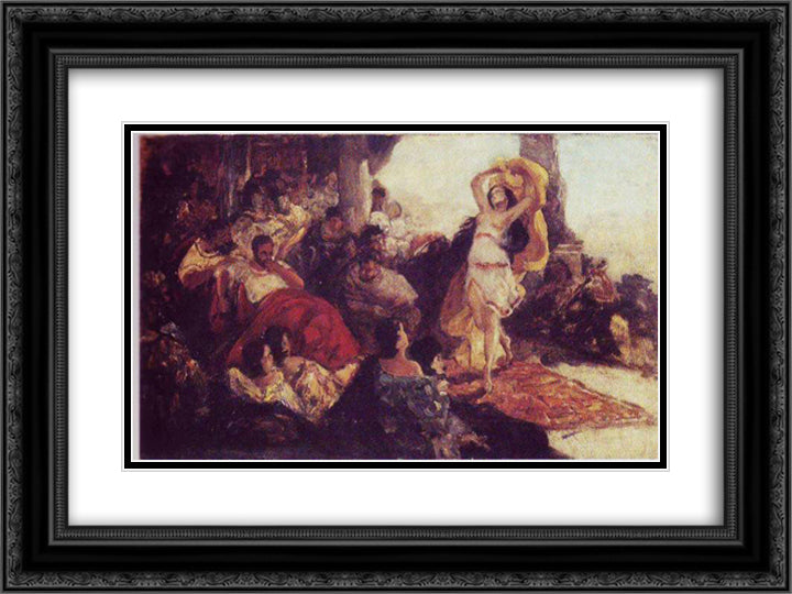 Salome's Dance 24x18 Black Ornate Wood Framed Art Print Poster with Double Matting by Gottlieb, Maurycy