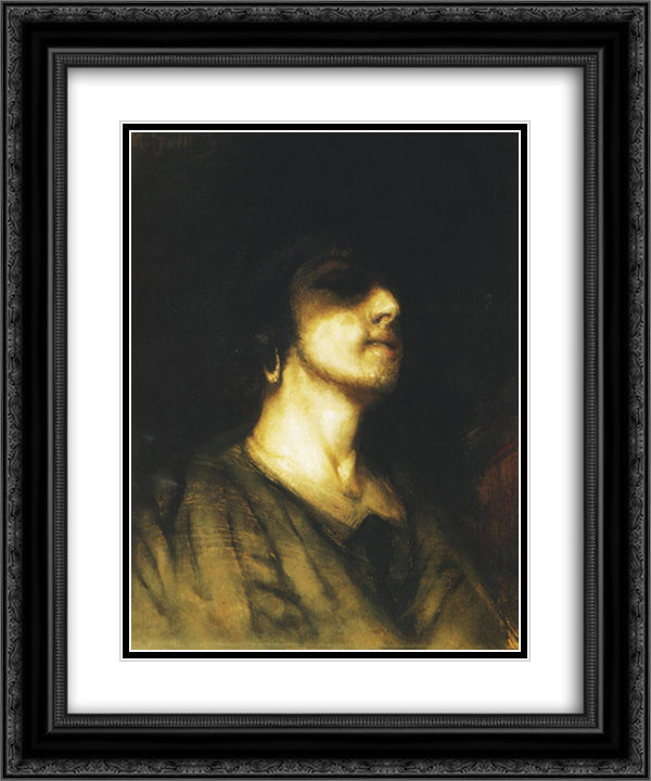 Self-portrait 20x24 Black Ornate Wood Framed Art Print Poster with Double Matting by Gottlieb, Maurycy