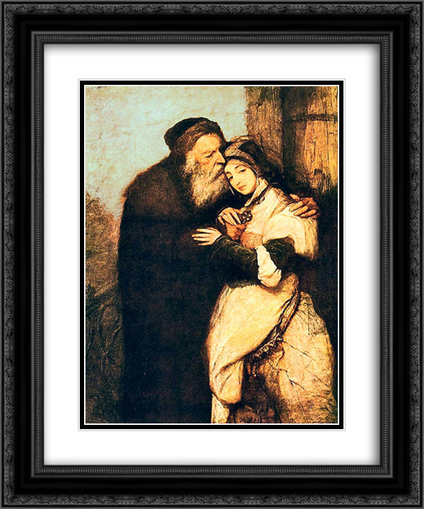 Shylock and Jessica 20x24 Black Ornate Wood Framed Art Print Poster with Double Matting by Gottlieb, Maurycy