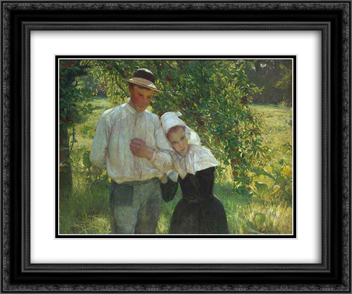 A walk in the garden 24x20 Black Ornate Wood Framed Art Print Poster with Double Matting by Kurzweil, Max