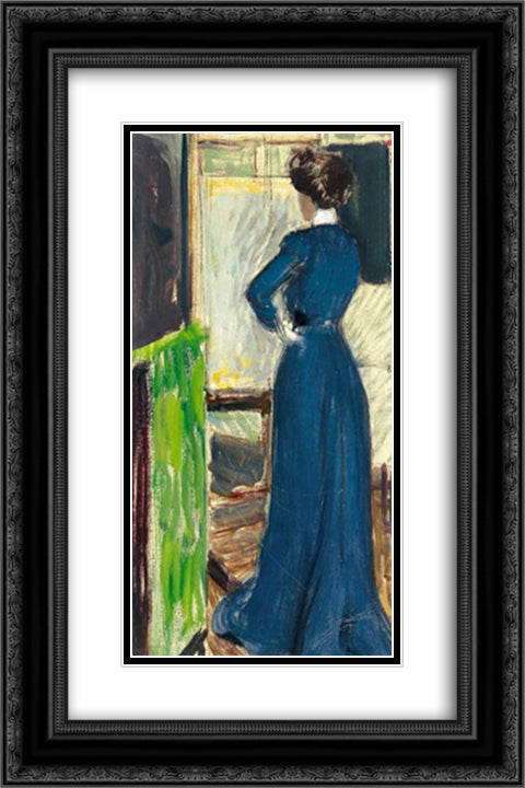 Martha Kurzweil before an easel 16x24 Black Ornate Wood Framed Art Print Poster with Double Matting by Kurzweil, Max