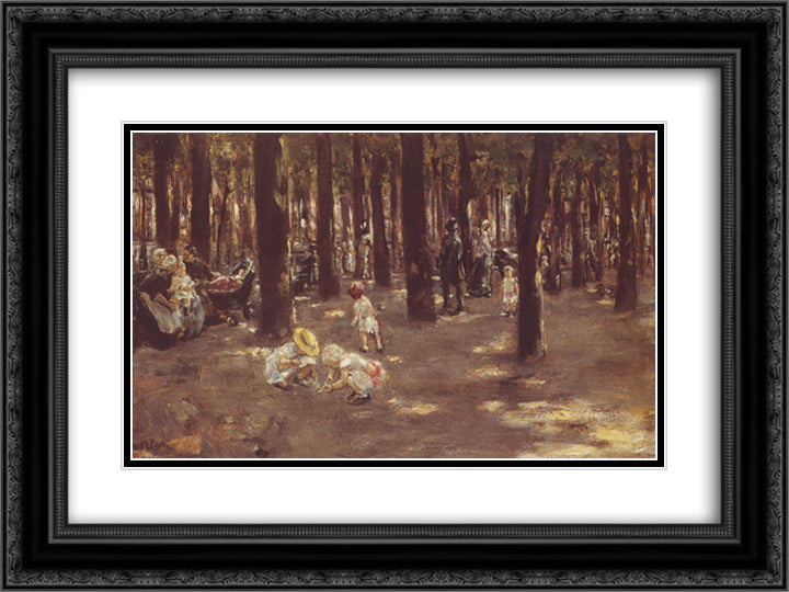 Children's playground in Tiergarten park in Berlin 24x18 Black Ornate Wood Framed Art Print Poster with Double Matting by Liebermann, Max
