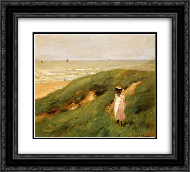 Dune near Nordwijk with Child 22x20 Black Ornate Wood Framed Art Print Poster with Double Matting by Liebermann, Max