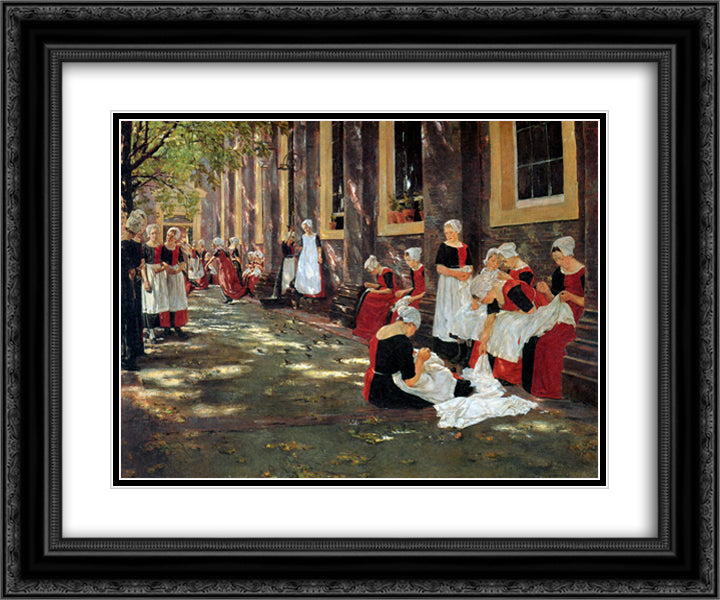 Free hour at Amsterdam orphanage 24x20 Black Ornate Wood Framed Art Print Poster with Double Matting by Liebermann, Max