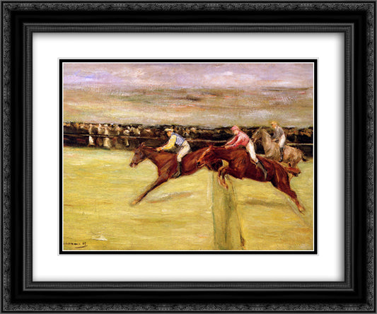 Horse races 24x20 Black Ornate Wood Framed Art Print Poster with Double Matting by Liebermann, Max