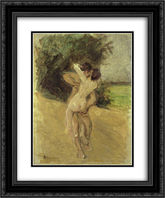 Love scene 20x24 Black Ornate Wood Framed Art Print Poster with Double Matting by Liebermann, Max
