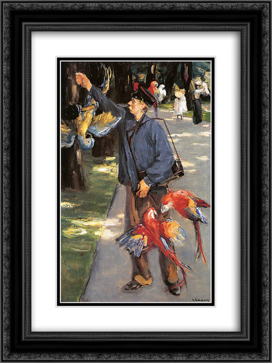 Parrot caretaker in Artis 18x24 Black Ornate Wood Framed Art Print Poster with Double Matting by Liebermann, Max