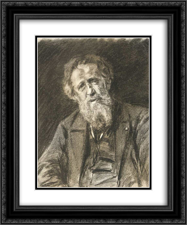 Portrait of Constantin Meunier 20x24 Black Ornate Wood Framed Art Print Poster with Double Matting by Liebermann, Max