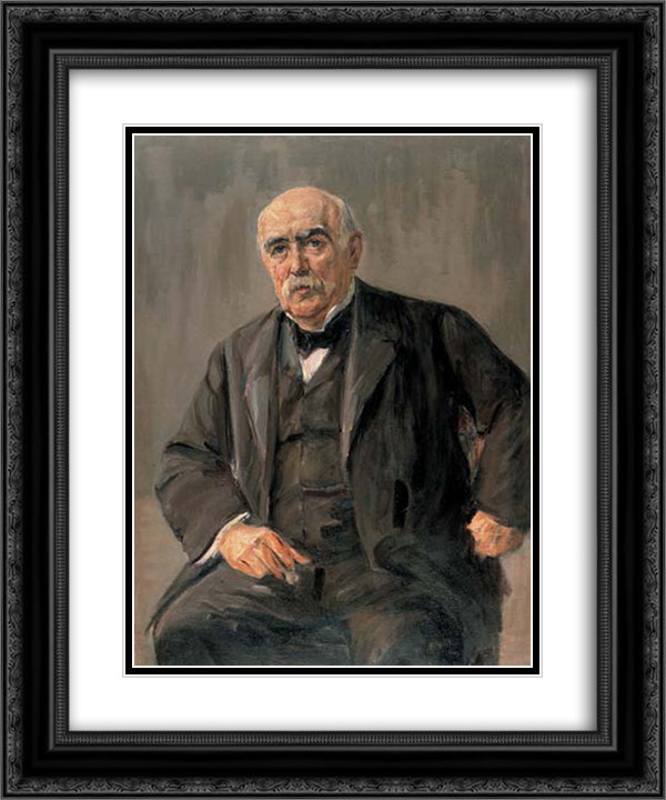 Portrait of Eugen Gutmann 20x24 Black Ornate Wood Framed Art Print Poster with Double Matting by Liebermann, Max