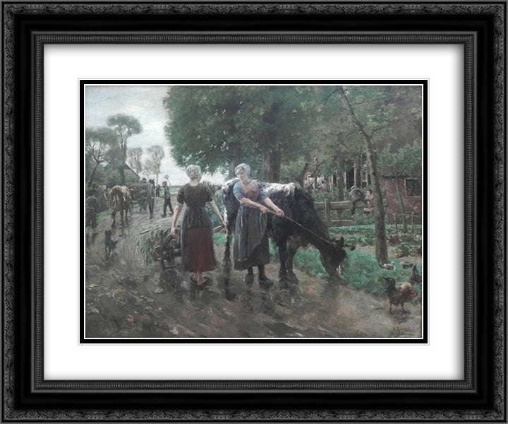 Road in Dutch Village 24x20 Black Ornate Wood Framed Art Print Poster with Double Matting by Liebermann, Max