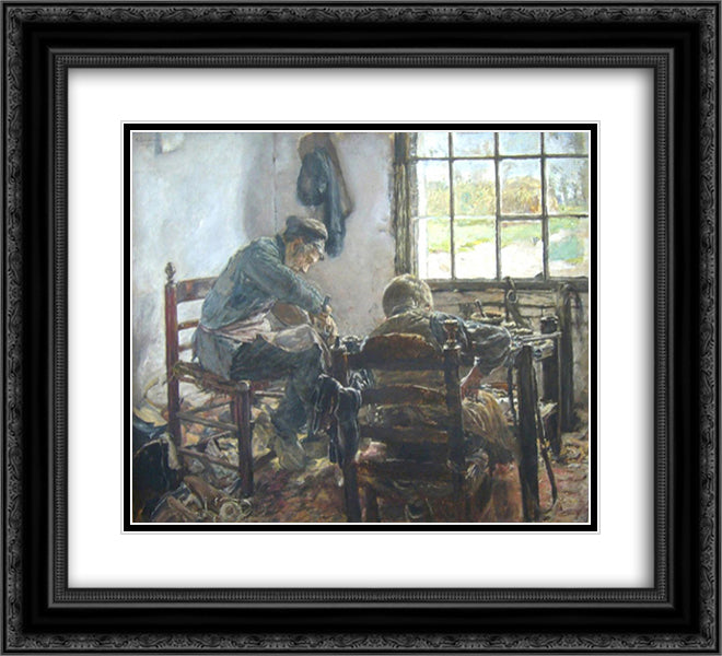Shoemaker 22x20 Black Ornate Wood Framed Art Print Poster with Double Matting by Liebermann, Max