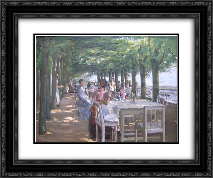 The Terrace at the Restaurant Jacob in Nienstedten on the Elbe 24x20 Black Ornate Wood Framed Art Print Poster with Double Matting by Liebermann, Max