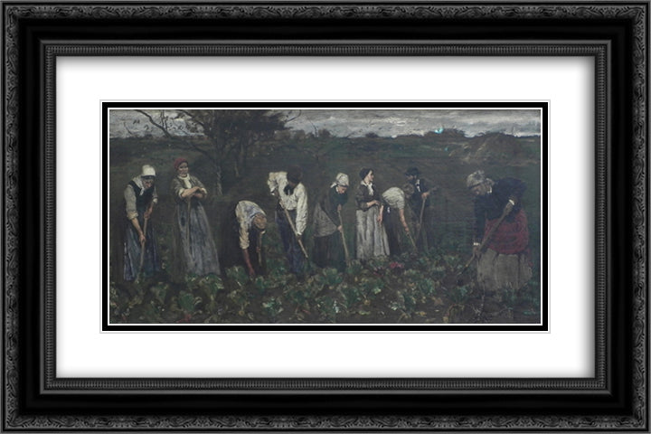 Workers on the beet field 24x16 Black Ornate Wood Framed Art Print Poster with Double Matting by Liebermann, Max