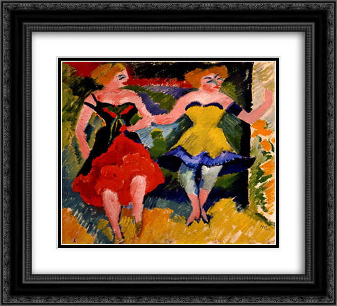 Ballet Dancers 22x20 Black Ornate Wood Framed Art Print Poster with Double Matting by Pechstein, Max