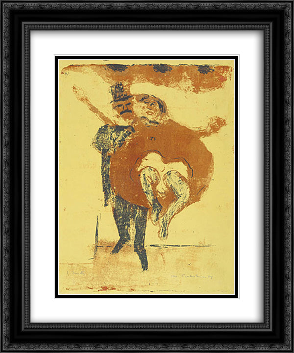 Dancer (Pair of Dancers) 20x24 Black Ornate Wood Framed Art Print Poster with Double Matting by Pechstein, Max
