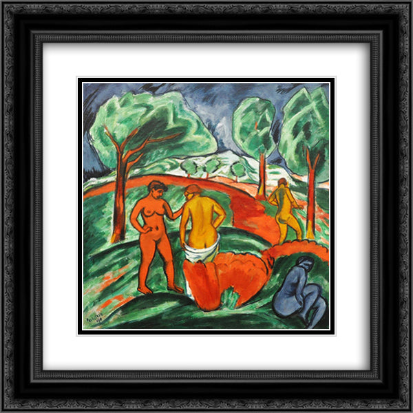 Day of Steel 20x20 Black Ornate Wood Framed Art Print Poster with Double Matting by Pechstein, Max