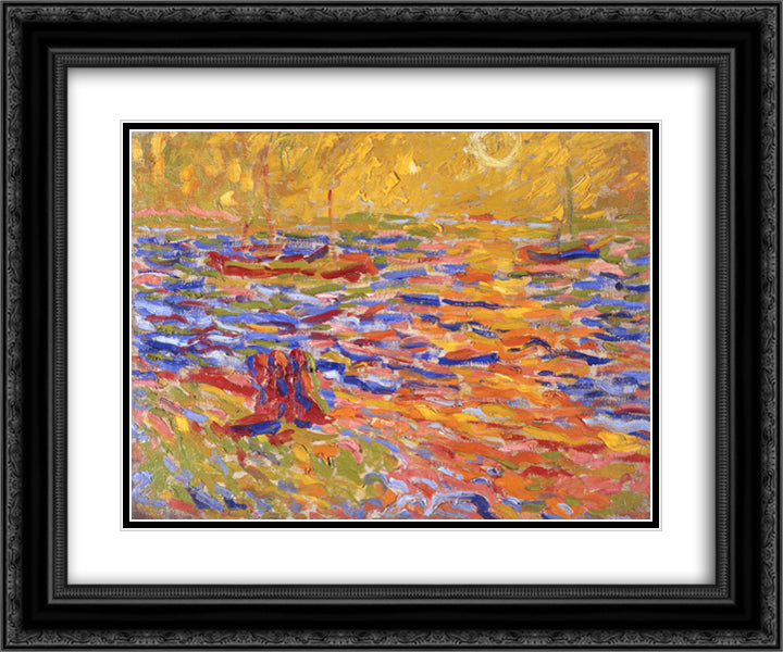 Flusslandschaft 24x20 Black Ornate Wood Framed Art Print Poster with Double Matting by Pechstein, Max