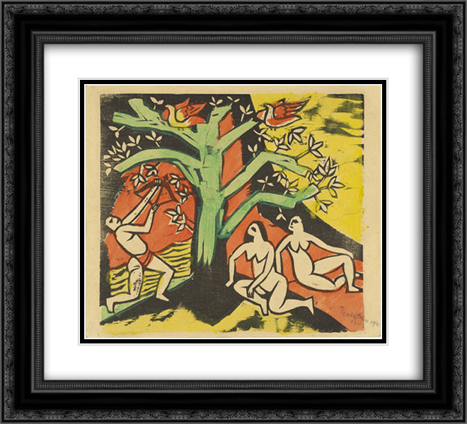 Killing of the Banquet Roast 22x20 Black Ornate Wood Framed Art Print Poster with Double Matting by Pechstein, Max