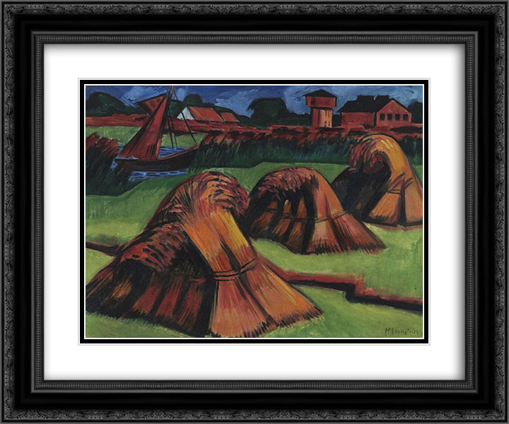 Kornpuppen 24x20 Black Ornate Wood Framed Art Print Poster with Double Matting by Pechstein, Max