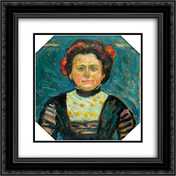 Portrat Frau Cuhrt 20x20 Black Ornate Wood Framed Art Print Poster with Double Matting by Pechstein, Max