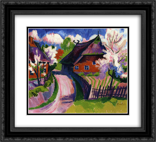 Springtime 22x20 Black Ornate Wood Framed Art Print Poster with Double Matting by Pechstein, Max