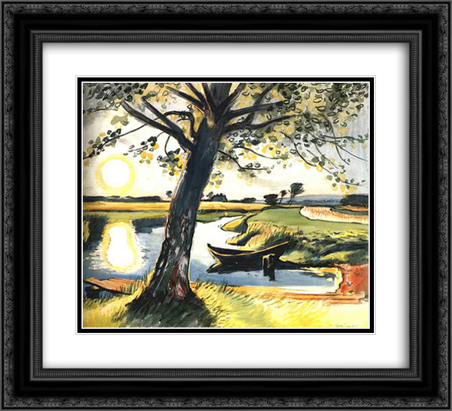 Tree at the water 22x20 Black Ornate Wood Framed Art Print Poster with Double Matting by Pechstein, Max