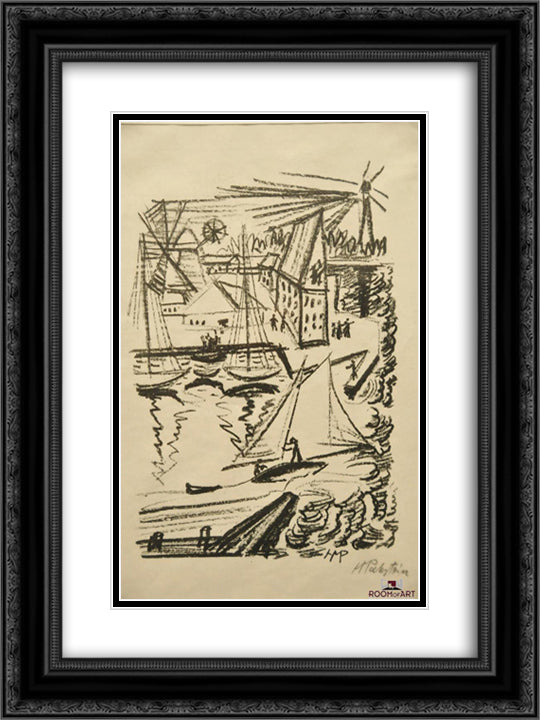 Untitled 18x24 Black Ornate Wood Framed Art Print Poster with Double Matting by Pechstein, Max