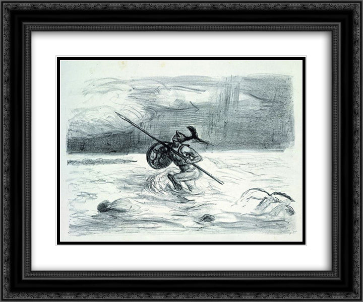 Achill 24x20 Black Ornate Wood Framed Art Print Poster with Double Matting by Slevogt, Max