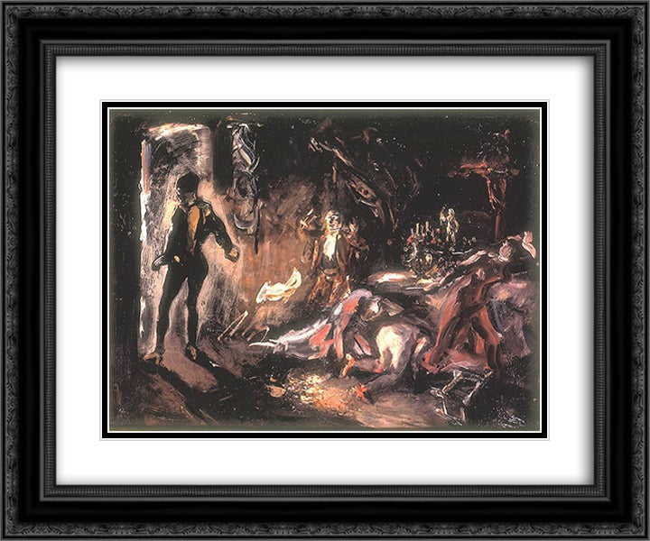 Don Juan's Encounter with the Stony Gues 24x20 Black Ornate Wood Framed Art Print Poster with Double Matting by Slevogt, Max