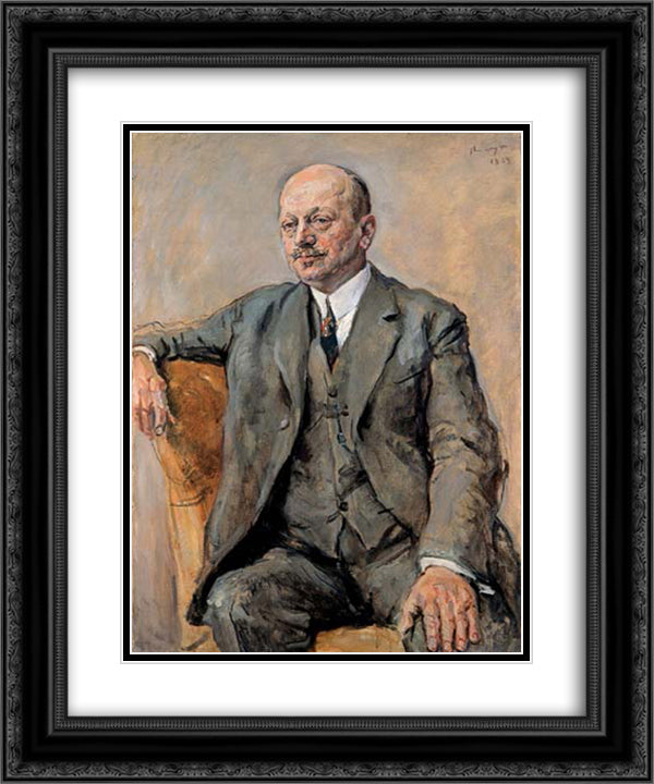 Portrait of Julius Freund 20x24 Black Ornate Wood Framed Art Print Poster with Double Matting by Slevogt, Max