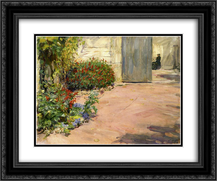 Summer House Garden 24x20 Black Ornate Wood Framed Art Print Poster with Double Matting by Slevogt, Max