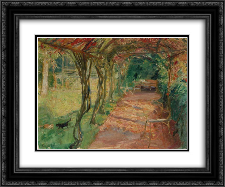 Under an Arbour 24x20 Black Ornate Wood Framed Art Print Poster with Double Matting by Slevogt, Max