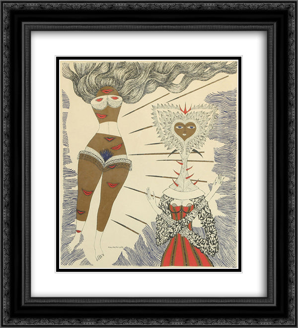 Kvinnogestalter 20x22 Black Ornate Wood Framed Art Print Poster with Double Matting by Svanberg, Max Walter