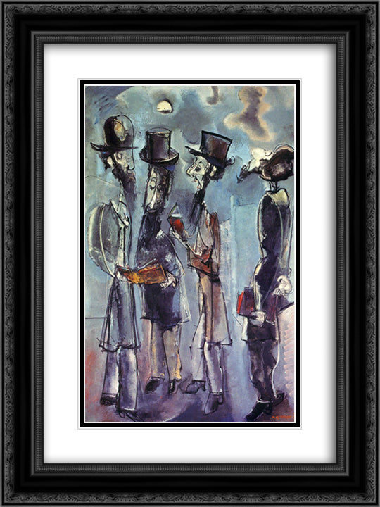 Adoration of the Moon 18x24 Black Ornate Wood Framed Art Print Poster with Double Matting by Weber, Max